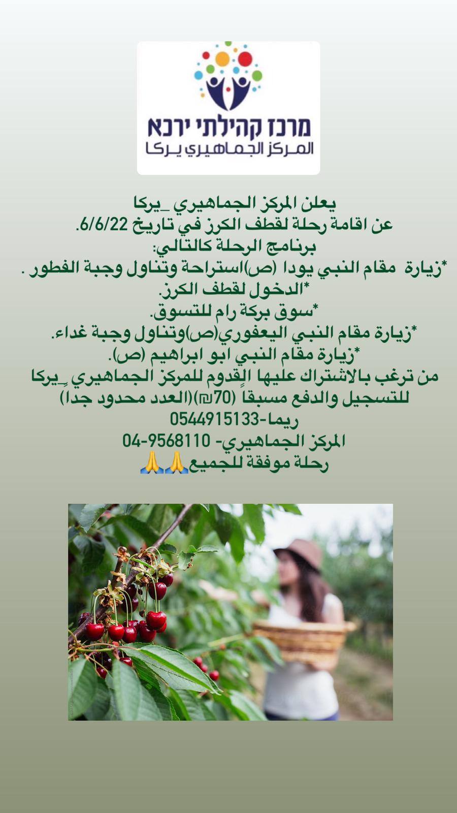 טיול לקטיף דובדבנים ברמת הגולן
